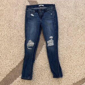 Hollister Dark Blue Distressed Skinny Jeans
